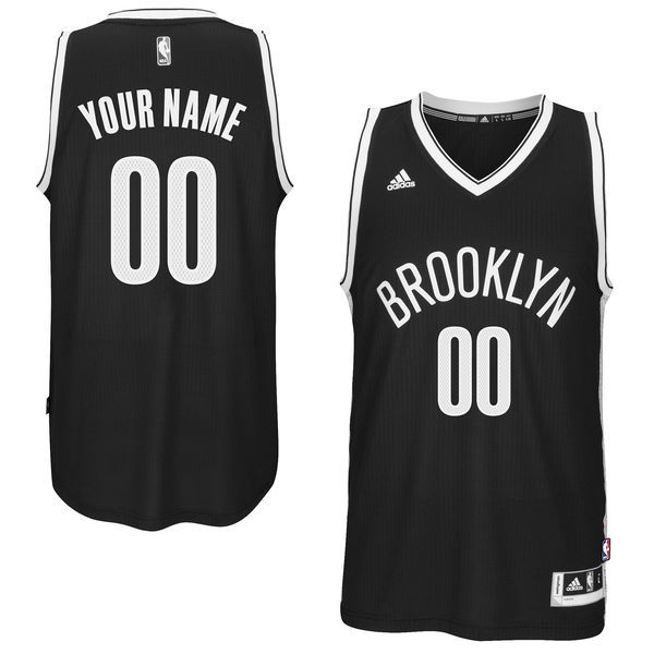 Men Brooklyn Nets Adidas Black Custom Swingman Road NBA Jersey